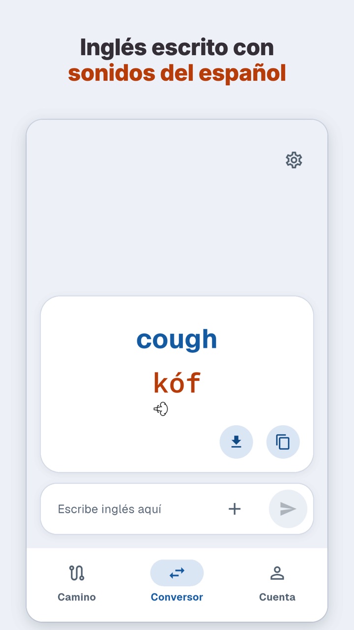 El Conversor de la app: cough se lee kóf